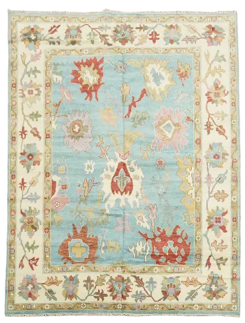 Light Blue Oushak Oriental Area Rug 9x12