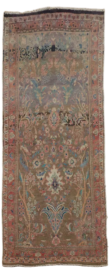 Vintage Distressed Mahal Persian Runner Rug 4x9
