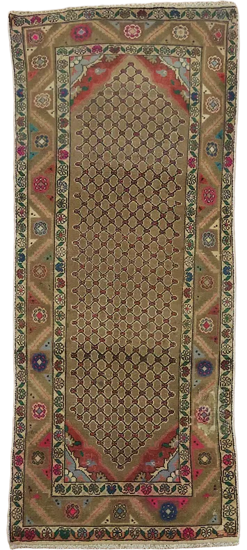 Brown Geometric Koliaei Persian Rug 3x6