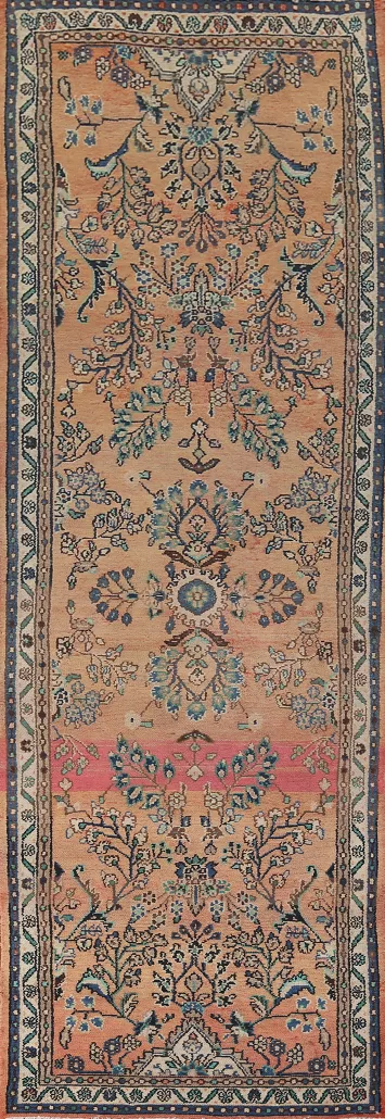 Vintage Floral Hamedan Persian Runner Rug 4x13