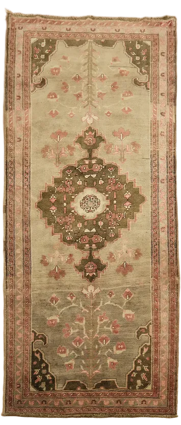 Brown Geometric Hamedan Persian Runner Rug 4x9