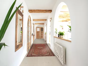 Geometric Wool Hamedan Persian Runner Rug 3x10