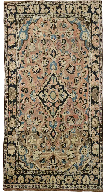 Antique Floral Wool Mahal Persian Accent Rug 4x6