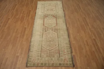 Vintage Ardebil Persian Runner Rug 4x10 with Geometric Patterns