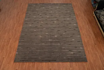 Green Striped Nepalese Oriental Large Rug 10x14