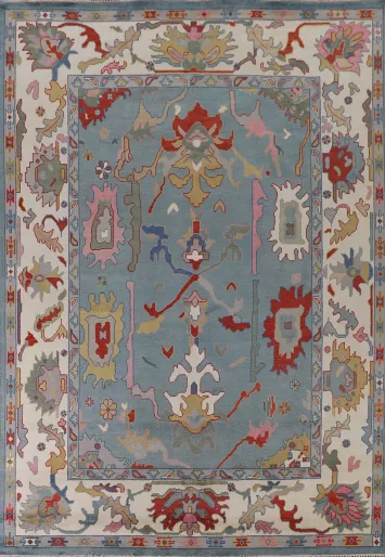 Handmade Blue Oushak Oriental Area Rug 9x12