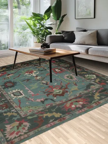 Majestic Oushak Area Rug 8x10 with Bold Colors and Unique Design