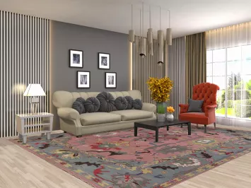 Handmade Pink Oushak Indian Area Rug 9x12