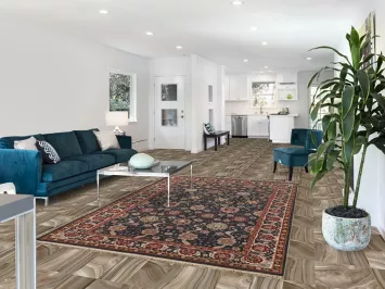 All-Over Floral Blue Tabriz Oriental Area Rug 6x9