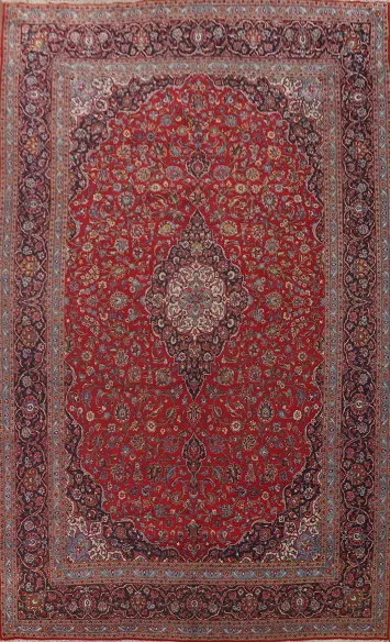Red Large Traditional Kashan Persian Rug 10x16