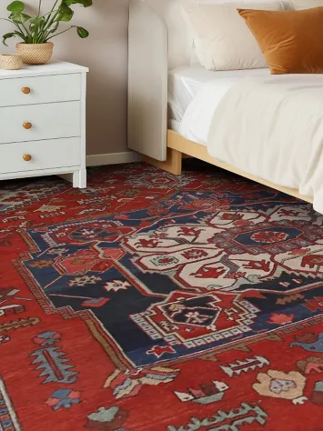 Pre-1900 Vegetable Dye Heriz Serapi Persian Rug 11x13