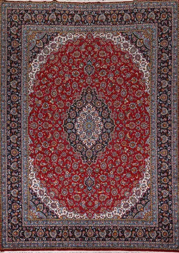 Red Medallion Kashan Turkish Area Rug 10x12