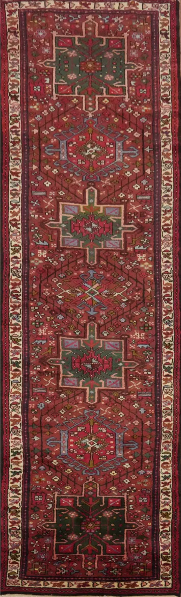 Tribal Geometric Gharajeh Persian Runner Rug 2x10