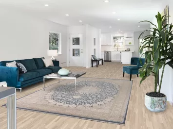 Traditional Blue Floral Qum Turkish Area Rug 7x10