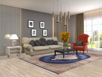 Blue Turkish Kashan Traditional Rug 7x10