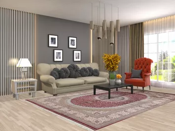 Floral Red Qum Traditional Area Rug 7x10