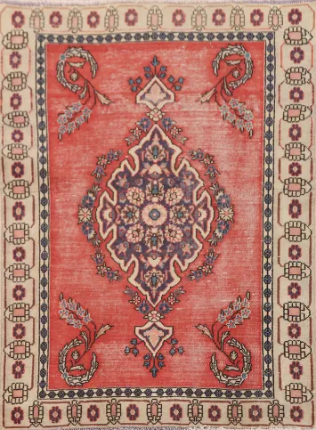 Vintage Geometric Kerman Persian Rug 3x5