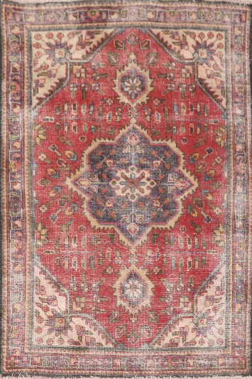 Vintage Distressed Tabriz Persian Rug 3x5