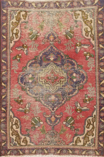 Distressed Wool Tabriz Persian Rug 3x5
