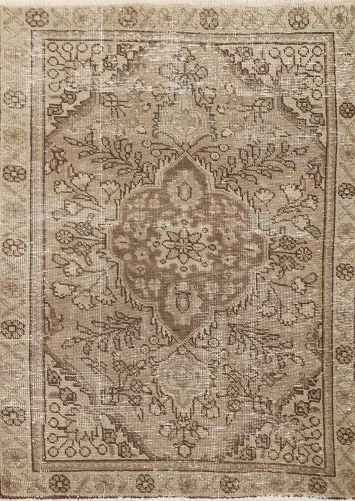 Distressed Wool Tabriz Persian Rug 3x5