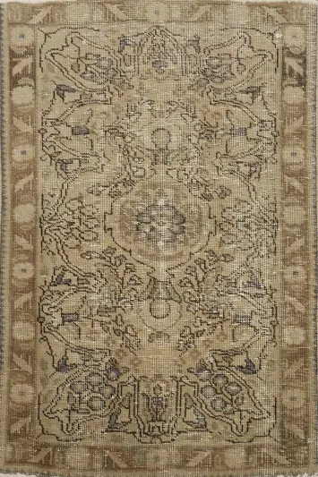 Distressed Vintage Tabriz Persian Rug 3x4