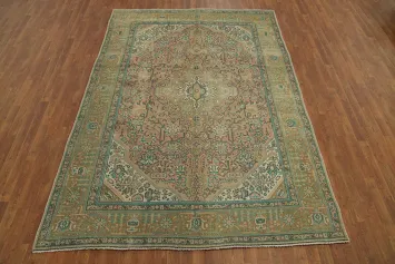 Distressed Tabriz Persian Area Rug 7x10