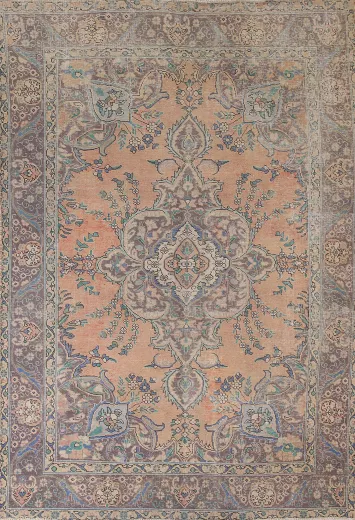 Vintage Distressed Tabriz Persian Area Rug 6x9
