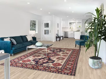 Ivory Geometric Kazak Oriental Area rug 7x10