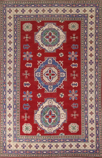Handmade Red Kazak Oriental Area Rug 7x10