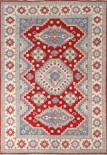 Handmade Red Kazak Oriental Area Rug 7x10