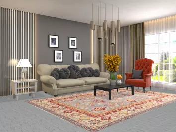 Geometric Kazak Living Room Area Rug 7x10