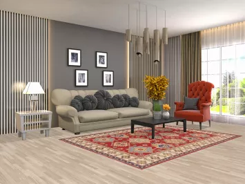 Red Geometric Kazak Oriental Area Rug 6x8