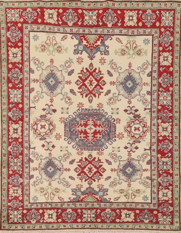 Geometric Wool Kazak Oriental Rug 5x6