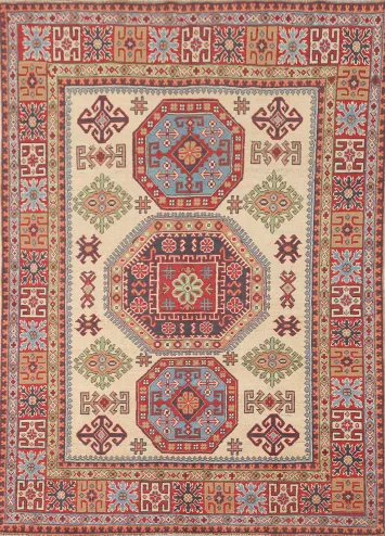 Handmade Wool Kazak Oriental Rug 5x7