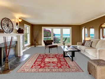 Red Geometric Kazak Living Room Area Rug 7x10