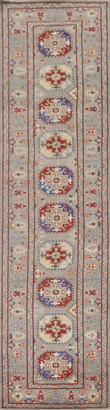 Handmade Wool Kazak Oriental Runner Rug 3x13