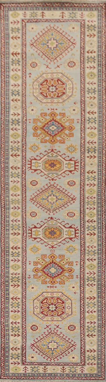 Handmade Wool Kazak Oriental Runner Rug 3x13