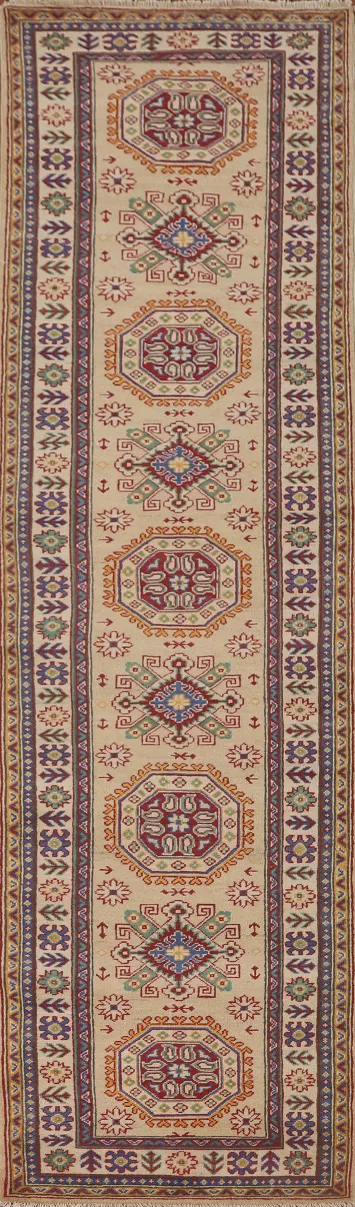 Geometric Kazak Oriental Runner Rug 3x13