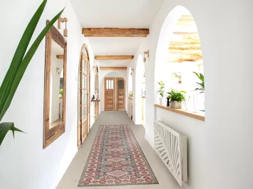 Blue Geometric Kazak Oriental Runner Rug 3x13