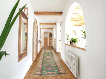 Green Geometric Kazak Oriental Runner Rug 3x16