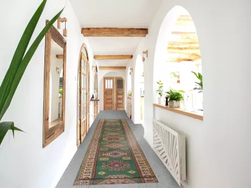 Handmade Green Kazak Oriental Runner Rug 3x16