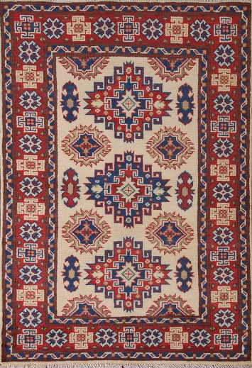 Geometric Wool Kazak Oriental Foyer Rug 3x4
