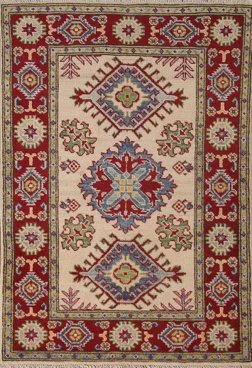 Geometric Kazak Oriental Foyer Rug 3x4