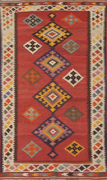 Vegetable Dye Kilim Qashqai Persian Rug 4x7