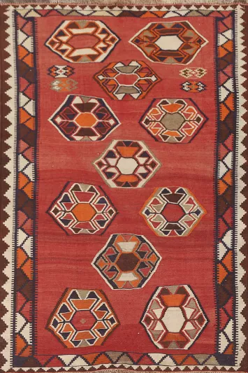 Vegetable Dye Kilim Qashqai Persian Rug 4x7