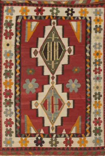 Vegetable Dye Kilim Qashqai Persian Area Rug 5x8