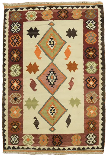 Traditional Flat Weave Kilim Persian Rug with Unique Design 4x6 ft