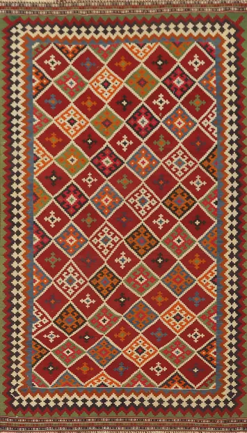Vegetable Dye Kilim Qashqai Persian Rug 4x8