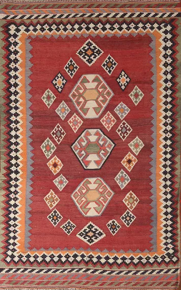 Vegetable Dye Kilim Qashqai Persian Rug 4x7