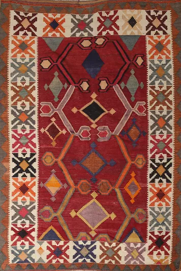 Vegetable Dye Kilim Qashqai Persian Area Rug 5x8